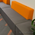 Teknion dna Grey Soft Lounge Seating w/ Orange Straight Bolster
